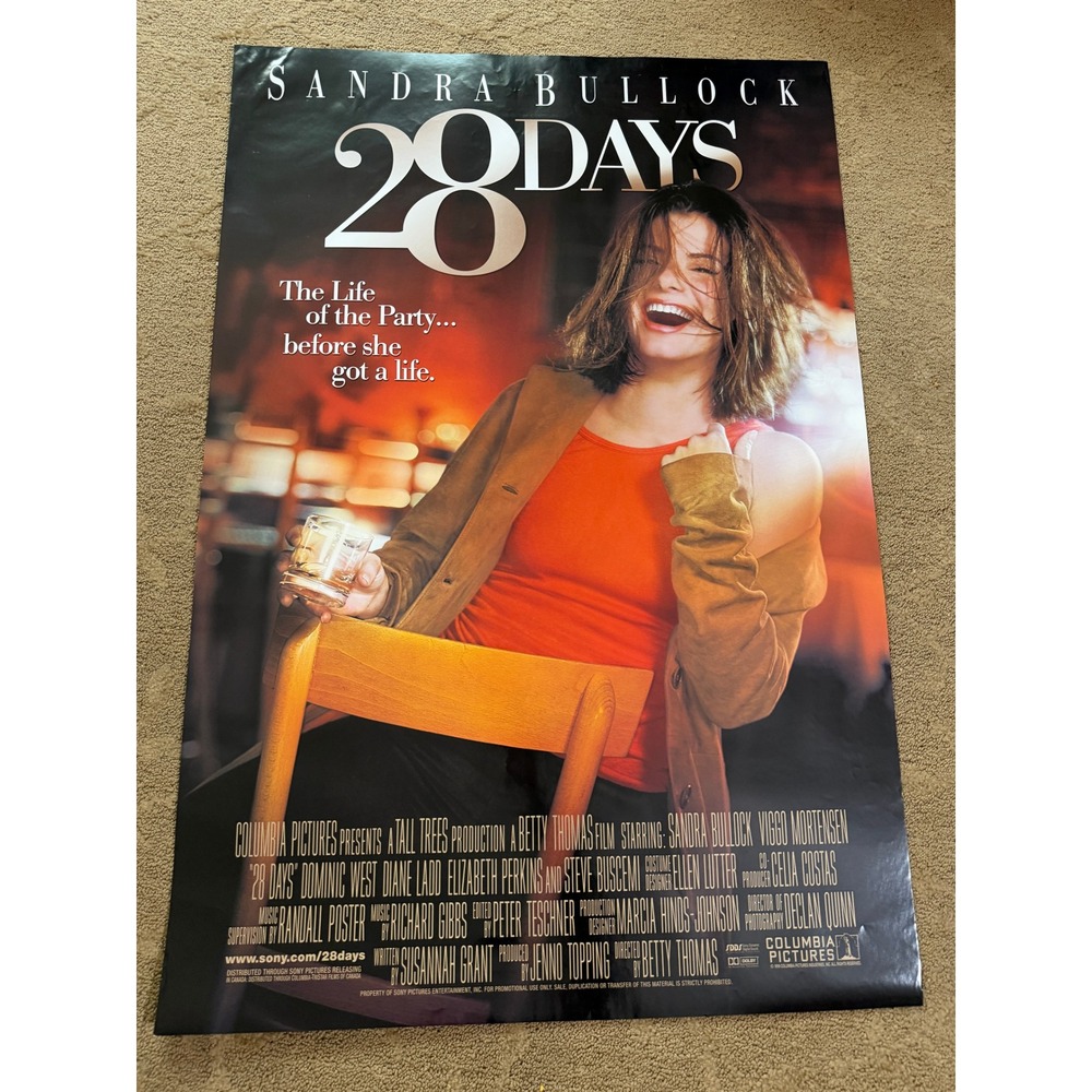 28 Days Movie Poster Sandra Bullock Viggo Mortensen 1999 Columbia Pictures 27x40